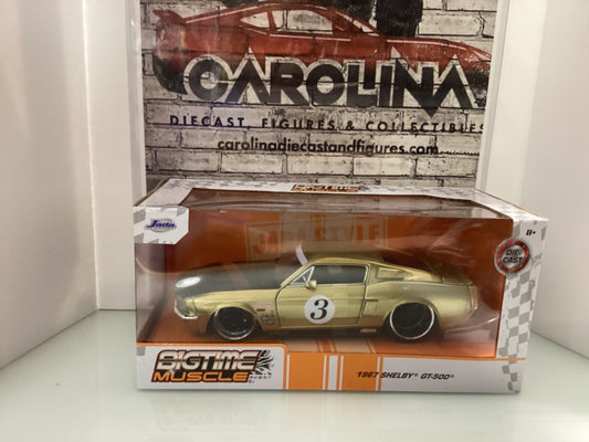 1967 Ford Shelby GT-500 #3 Gold with Matt Black Hood Big Time Muscle 1/24